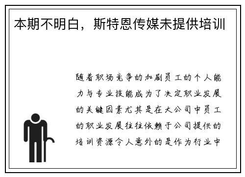 本期不明白，斯特恩传媒未提供培训